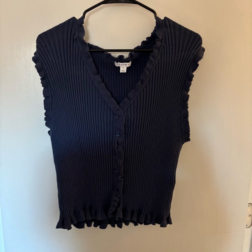 Navy Blue Ruffled Tank